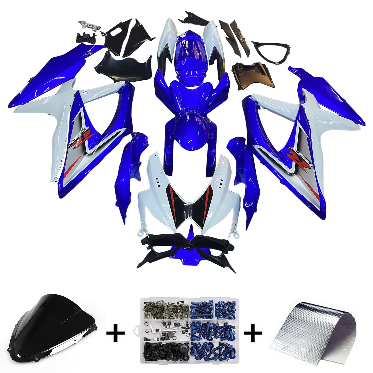 Carene 2008-2010 Suzuki GSXR 600 750 Bianco &amp; Blu GSXR Generico