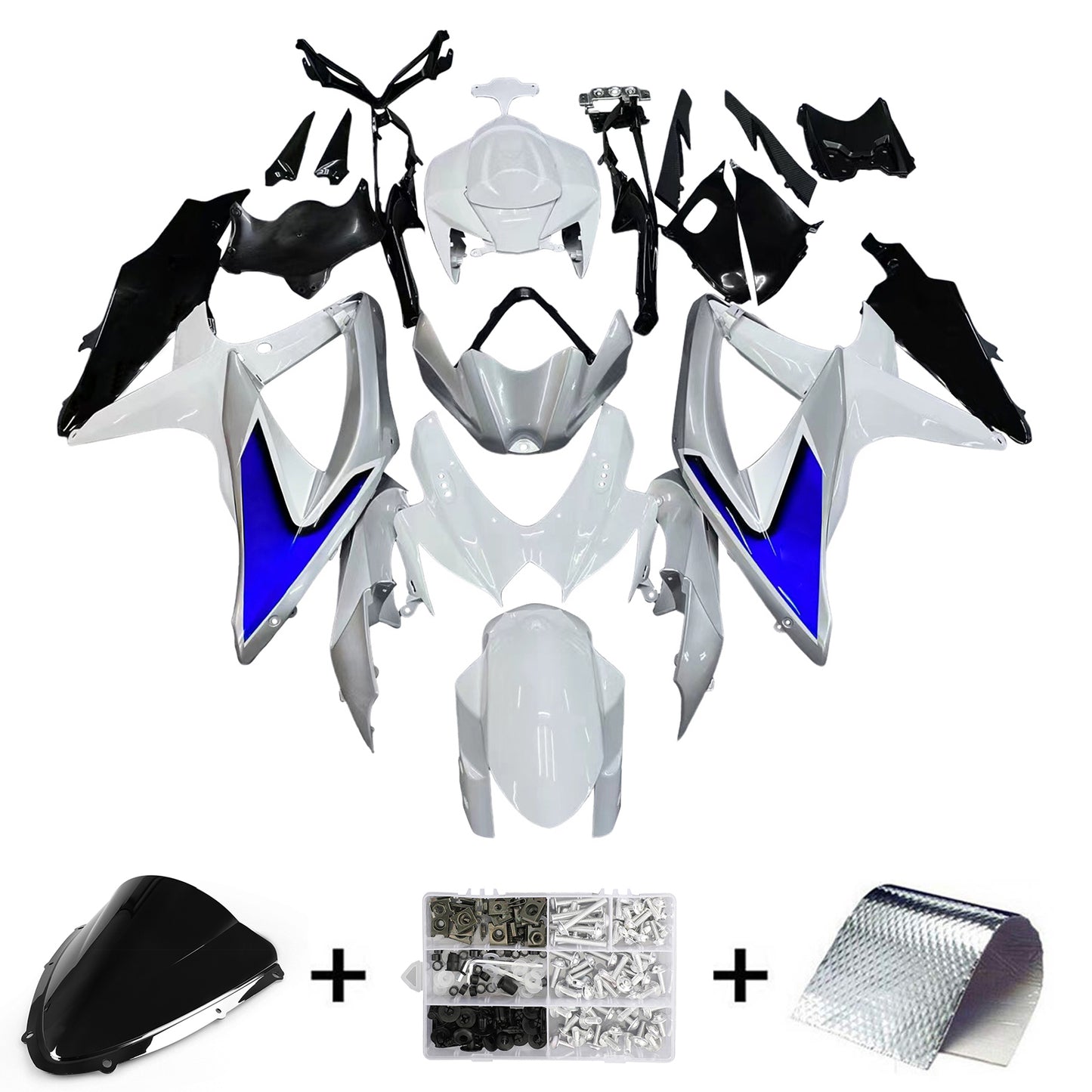 Carene 2008-2010 Suzuki GSXR 600 750 Argento Bianco GSXR Racing Generico