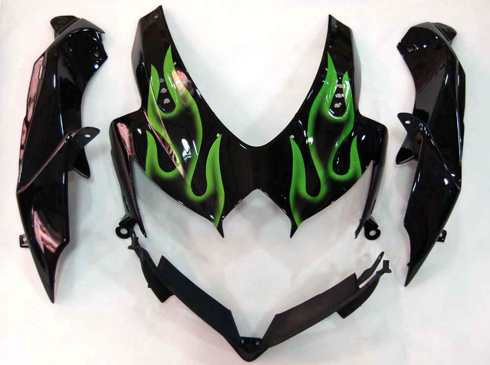 Carene 2008-2010 Suzuki GSXR 600 750 Black & Green Flame GSXR Racing Generico