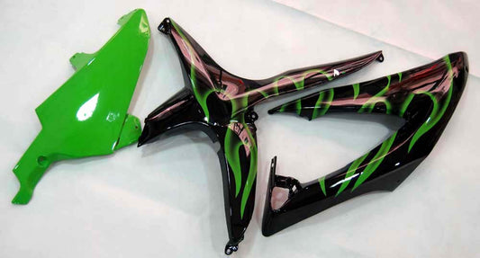 Carene 2008-2010 Suzuki GSXR 600 750 Black & Green Flame GSXR Generico