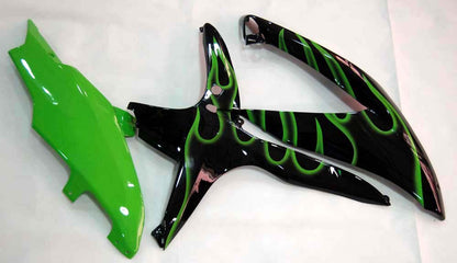 Carene 2008-2010 Suzuki GSXR 600 750 Black & Green Flame GSXR Generico