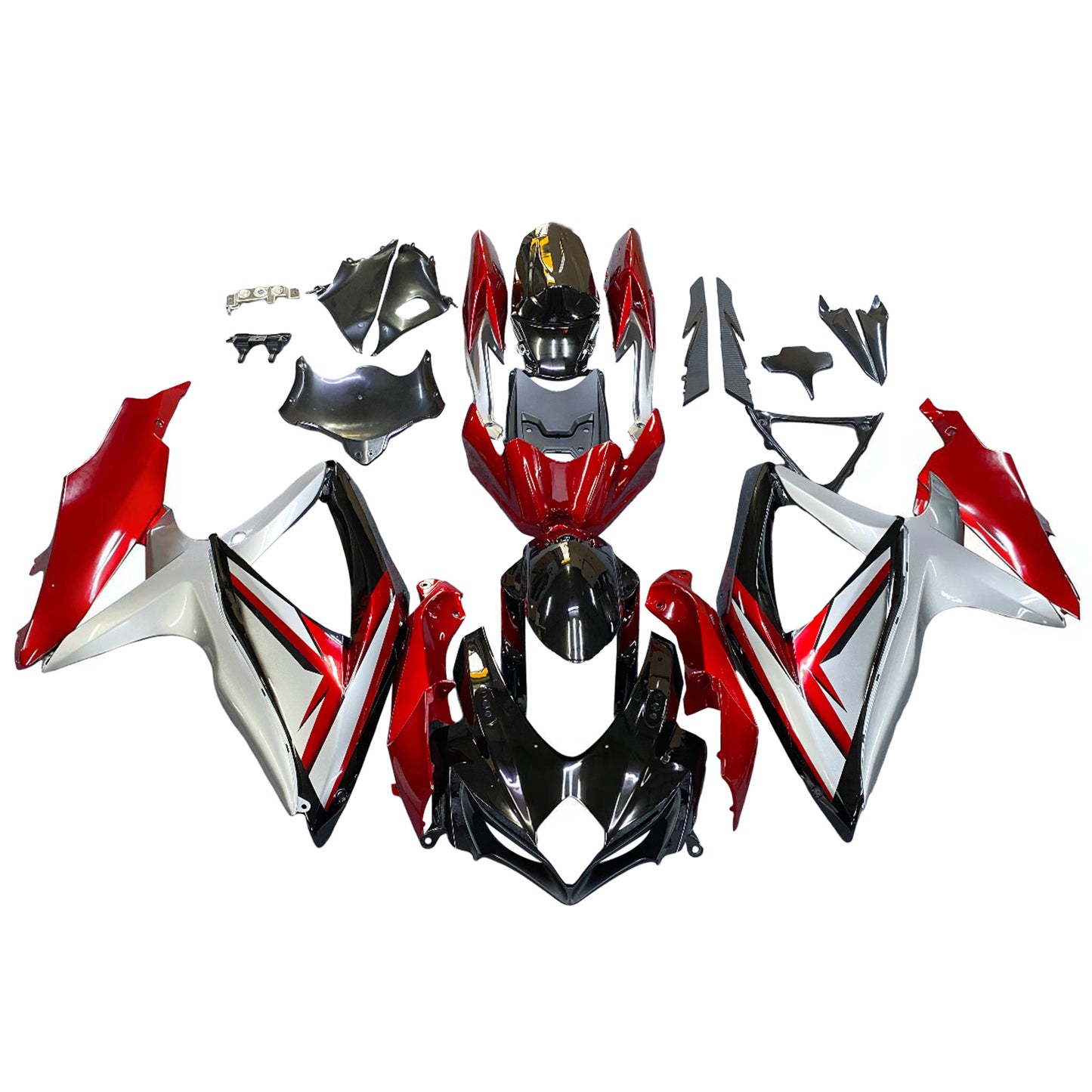 Carene 2008-2010 Suzuki GSXR 600 750 Nero Rosso Argento Racing Generico