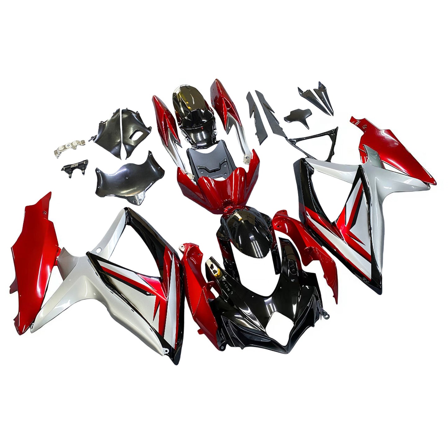 Carene 2008-2010 Suzuki GSXR 600 750 Nero Rosso Argento Racing Generico
