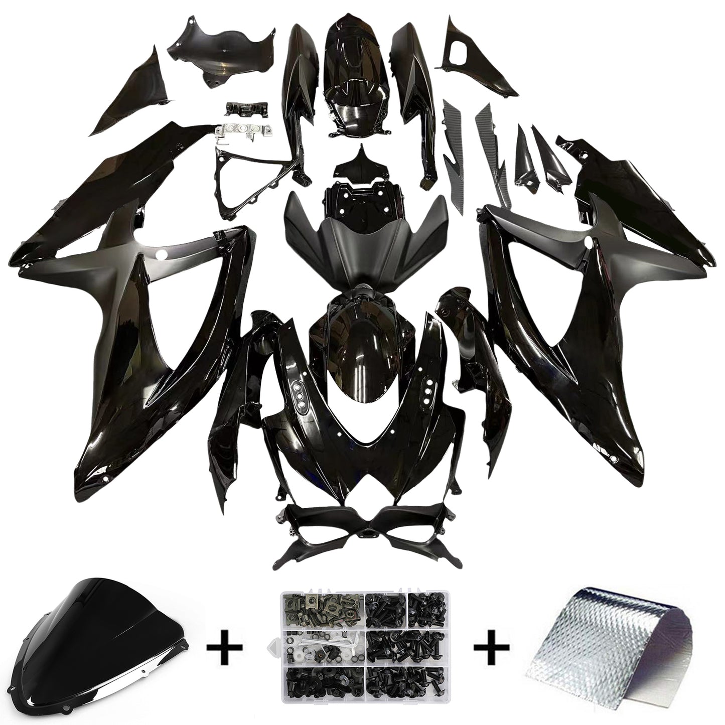 Carene 2008-2010 Suzuki GSXR 600 750 All Black Suzuki Generic