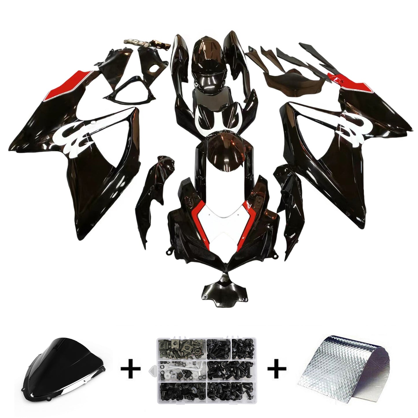 Carene 2008-2010 Suzuki GSXR 600 750 Nero Relentless Racing Generico