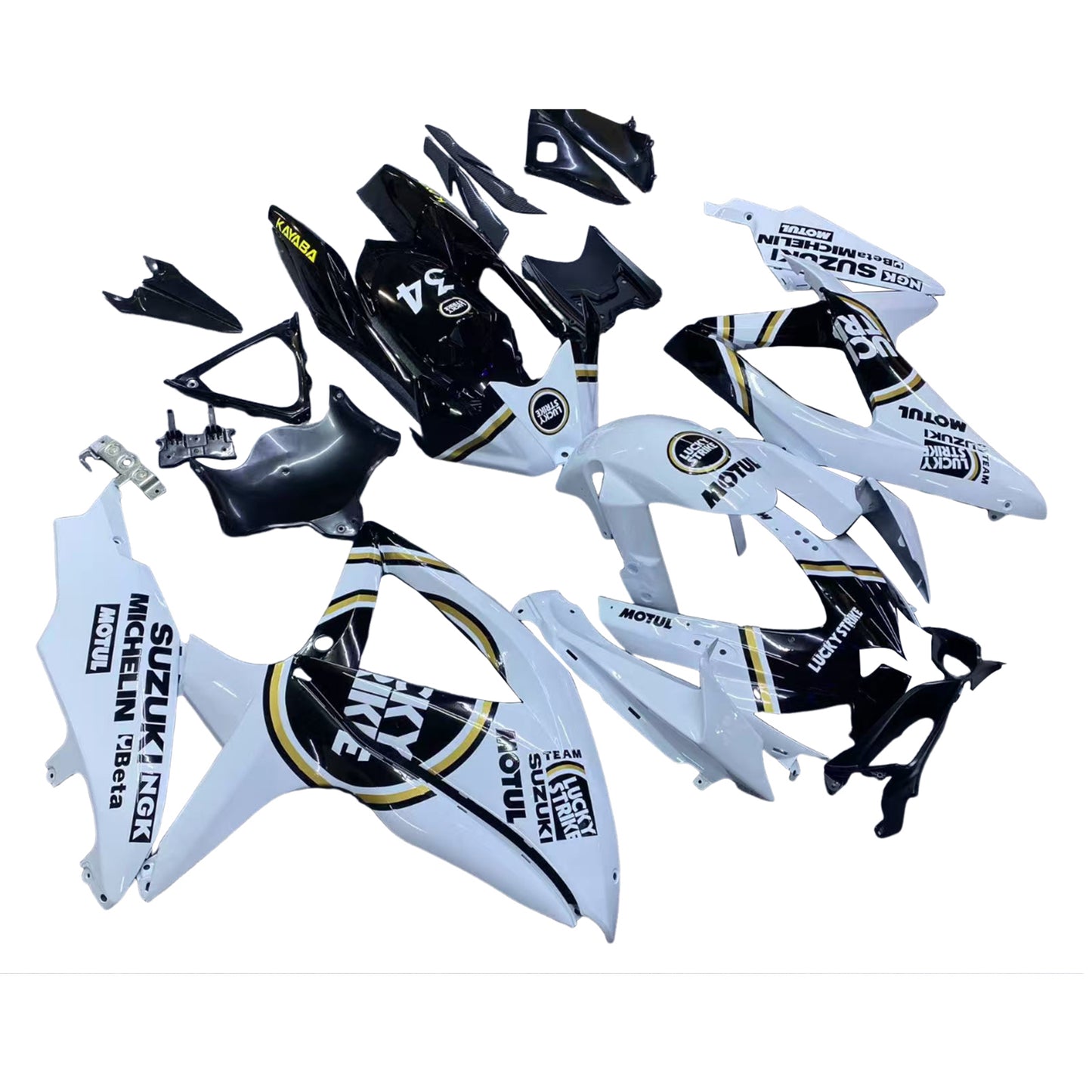 Carene 2008-2010 Suzuki GSXR 600 750 Bianco Nero Lucky Strike Racing Generico