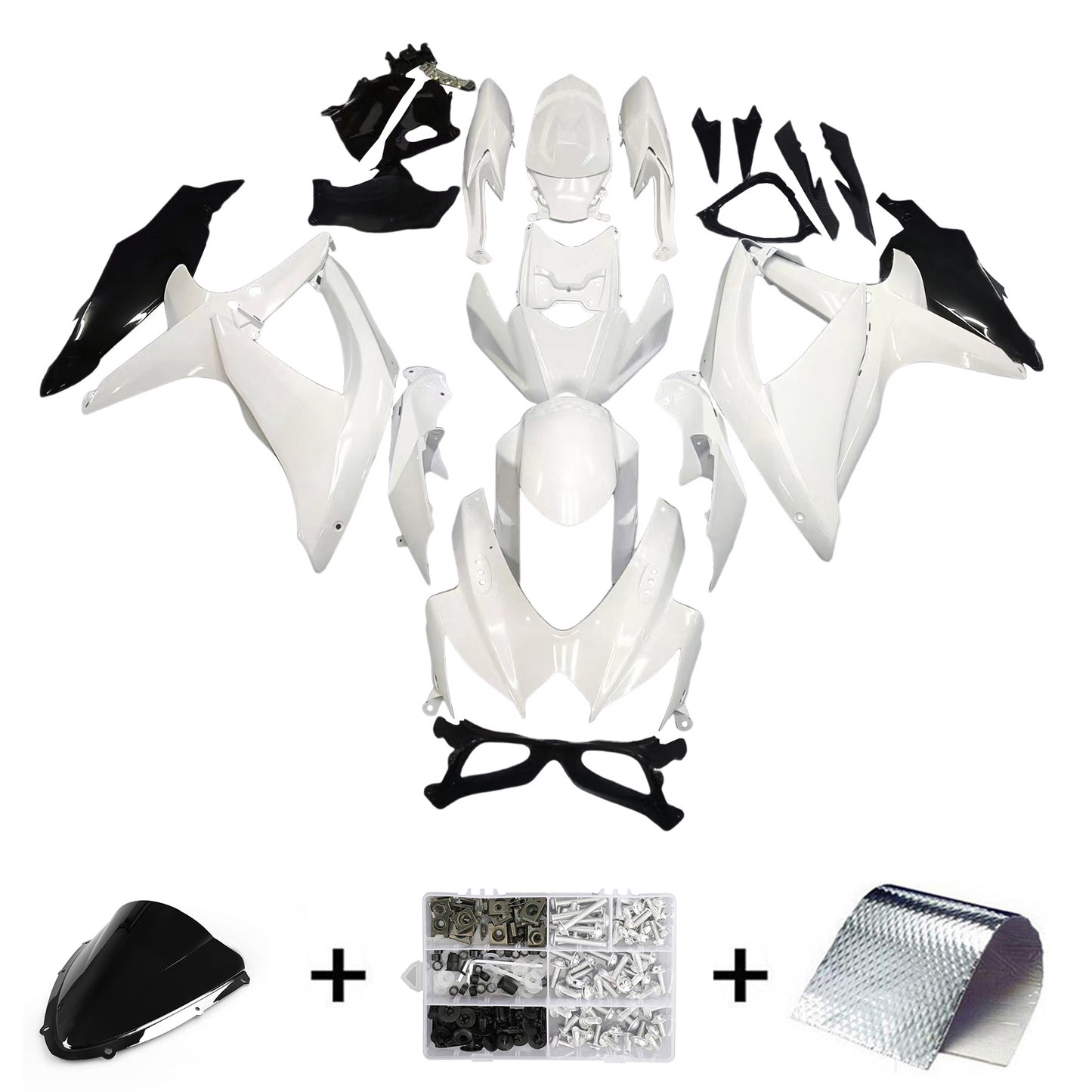 Carene 2008-2010 Suzuki GSXR 600 750 Bianco Nero GSXR Racing Generico