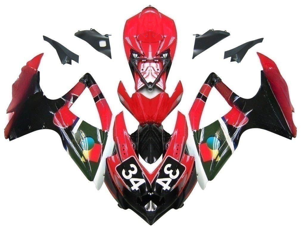 Carene 2008-2010 Suzuki GSXR 600 750 Rosso Nero No.34 Suzuki Racing Generico