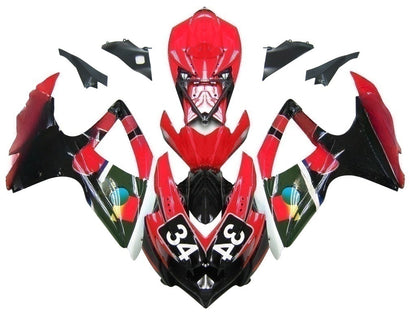 Carene 2008-2010 Suzuki GSXR 600 750 Rosso Nero No.34 Suzuki Racing Generico