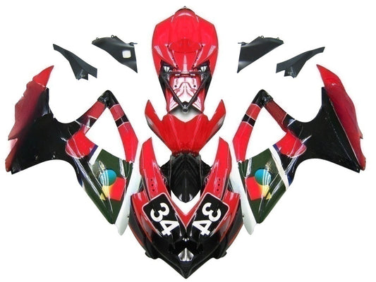 Carene 2008-2010 Suzuki GSXR 600 750 Rosso Nero No.34 Suzuki Racing Generico