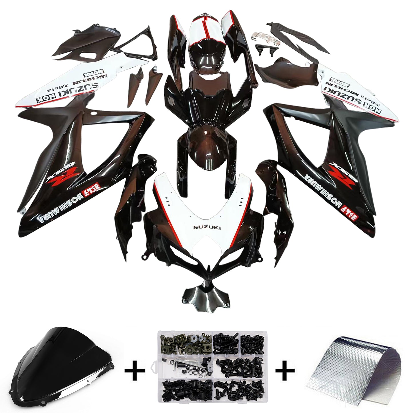 Carene 2008-2010 Suzuki GSXR 600 750 Nero Bianco GSXR Racing Generico