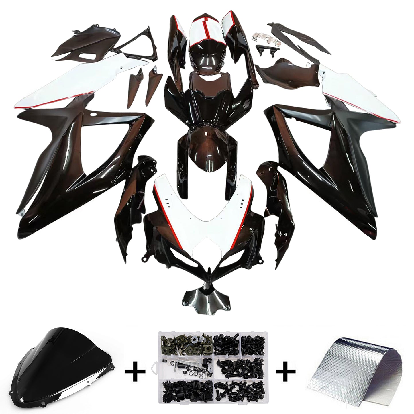 Carene 2008-2010 Suzuki GSXR 600 750 Nero Bianco GSXR Generico