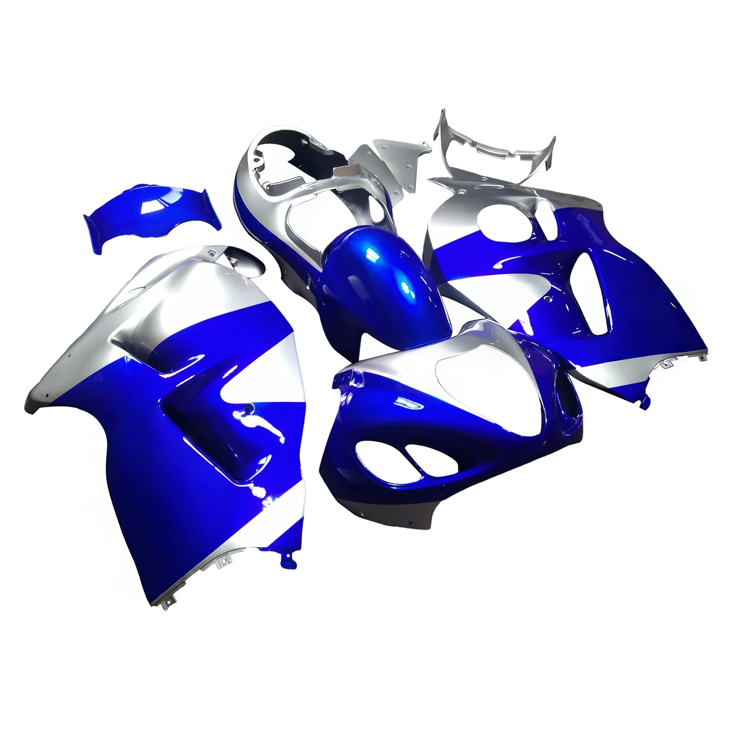 Amotopart Suzuki Hayabusa GSXR1300 1999-2007 Kit di pulizia blu e sliver