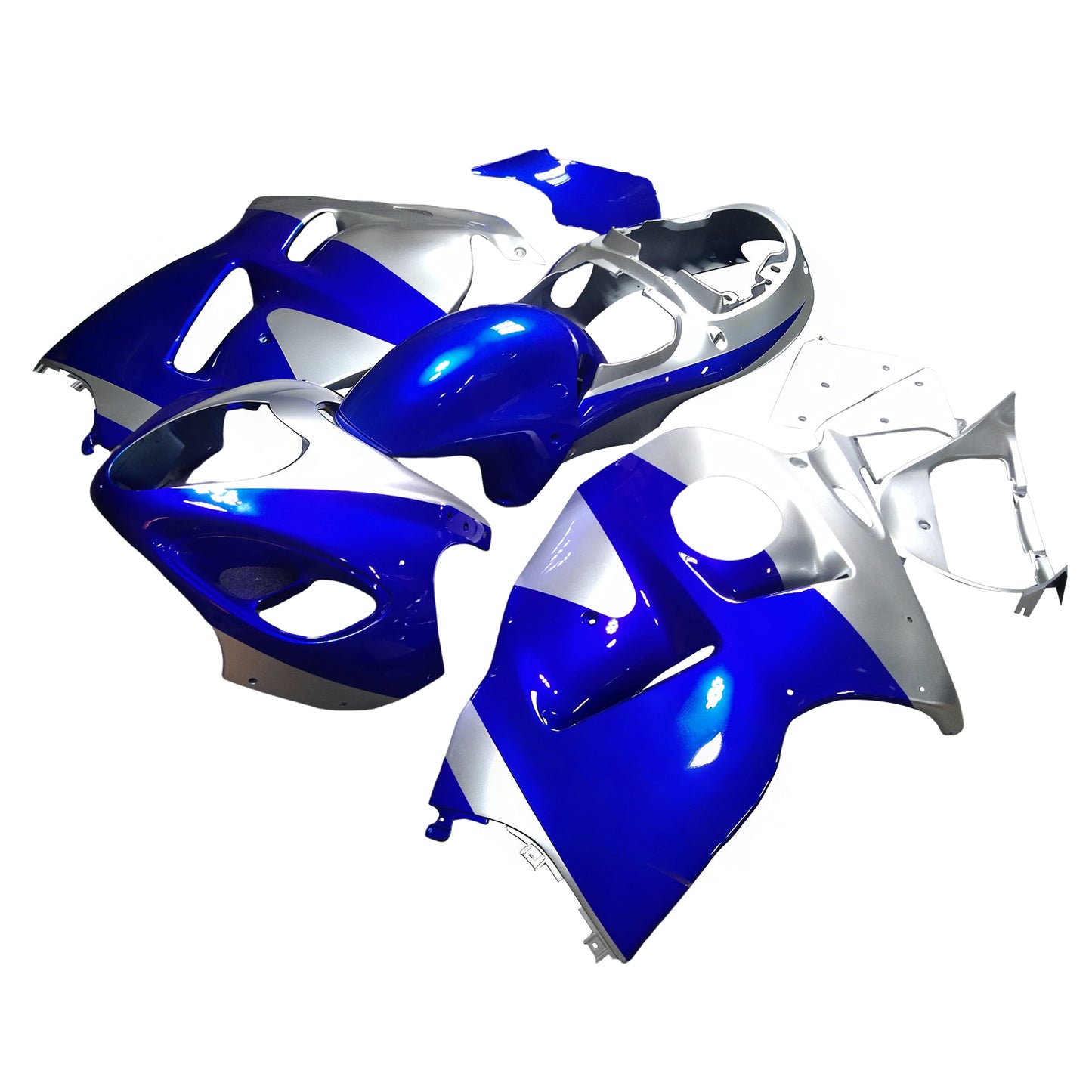 Amotopart Suzuki Hayabusa GSXR1300 1999-2007 Kit di pulizia blu e sliver