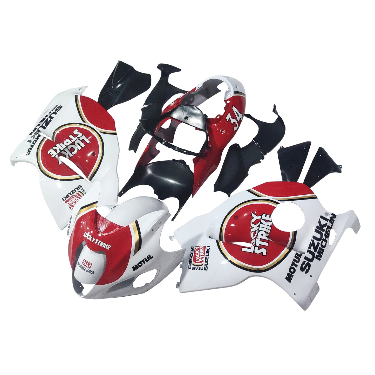 Amotopart Suzuki Hayabusa GSXR1300 1999-2007 Cladding White? e kit rosso