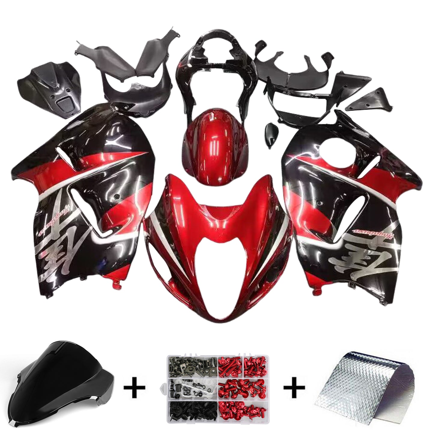 Amotopart Suzuki Hayabusa GSXR1300 1999-2007 K kit rosso e rosso