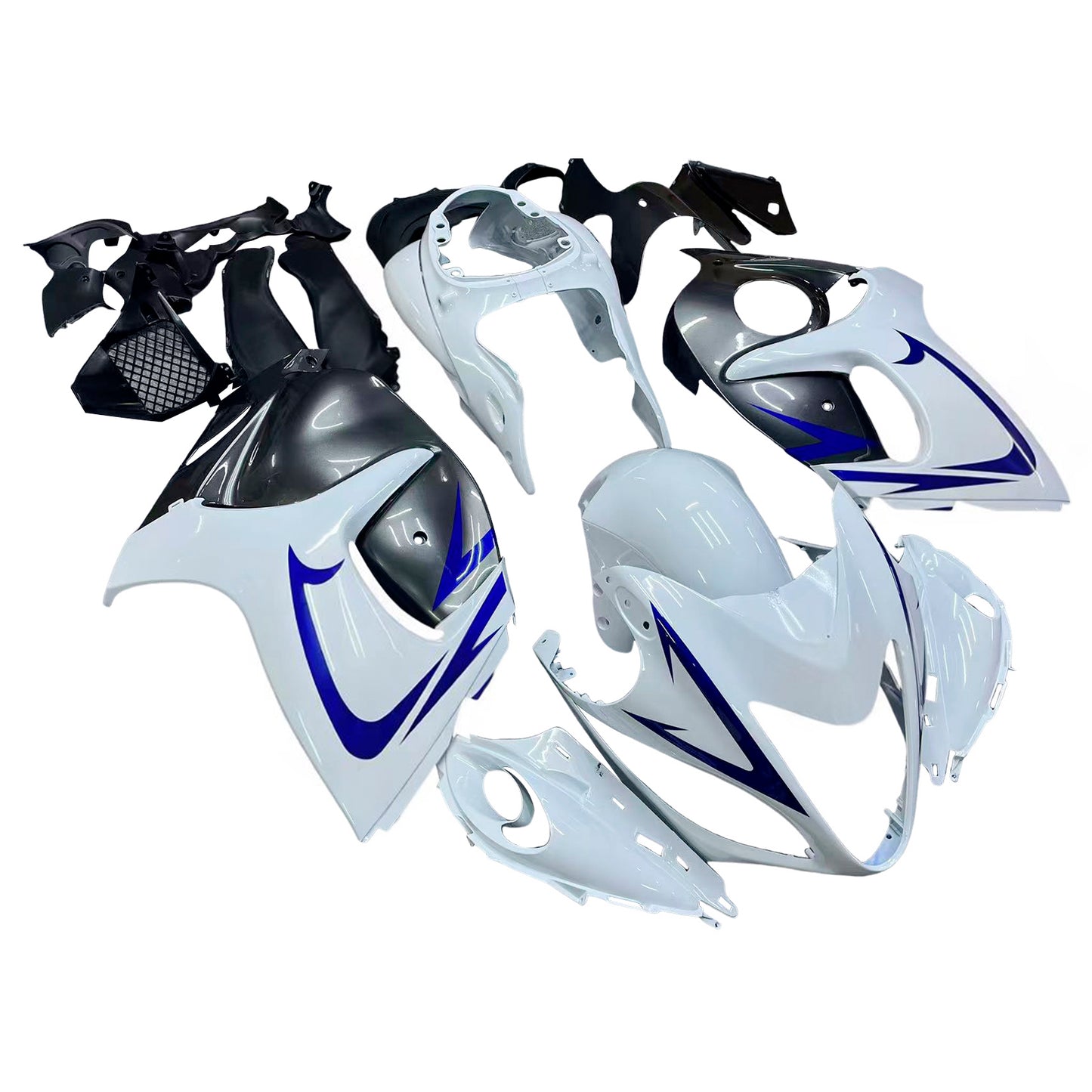 Carene 2008-2020 Suzuki GSX 1300 Hayabusa Bianco Grigio Blu Racing Generic