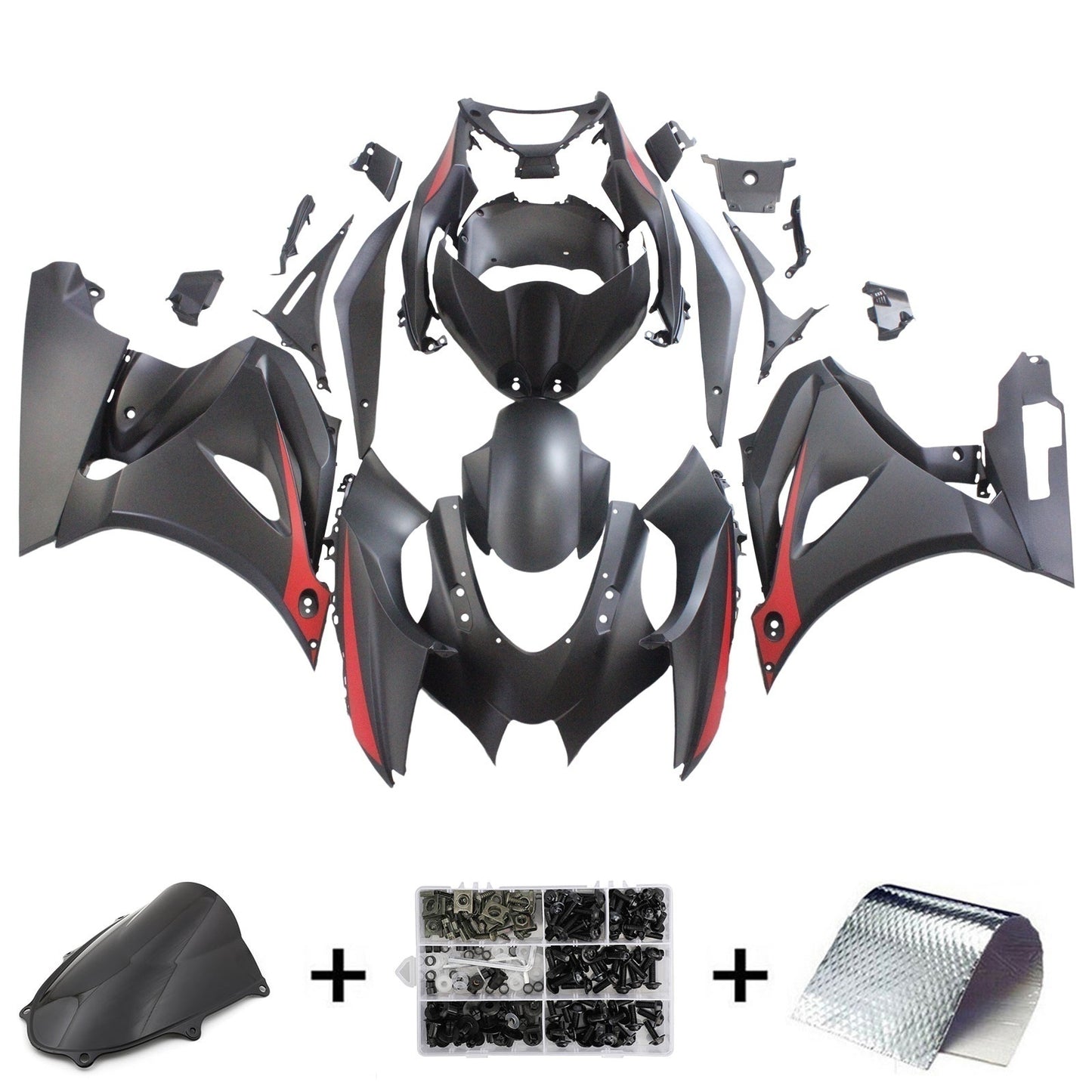 Amotopart Suzuki GSXR1000 2017-2020 K17 Nero con kit di vendita a logo rosso