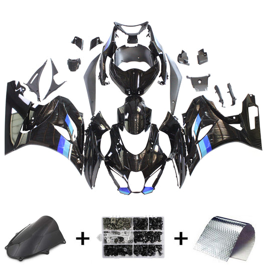 Amotopart Suzuki GSXR1000 2017-2020 K17 Black lucido con kit di spostamento del logo blu