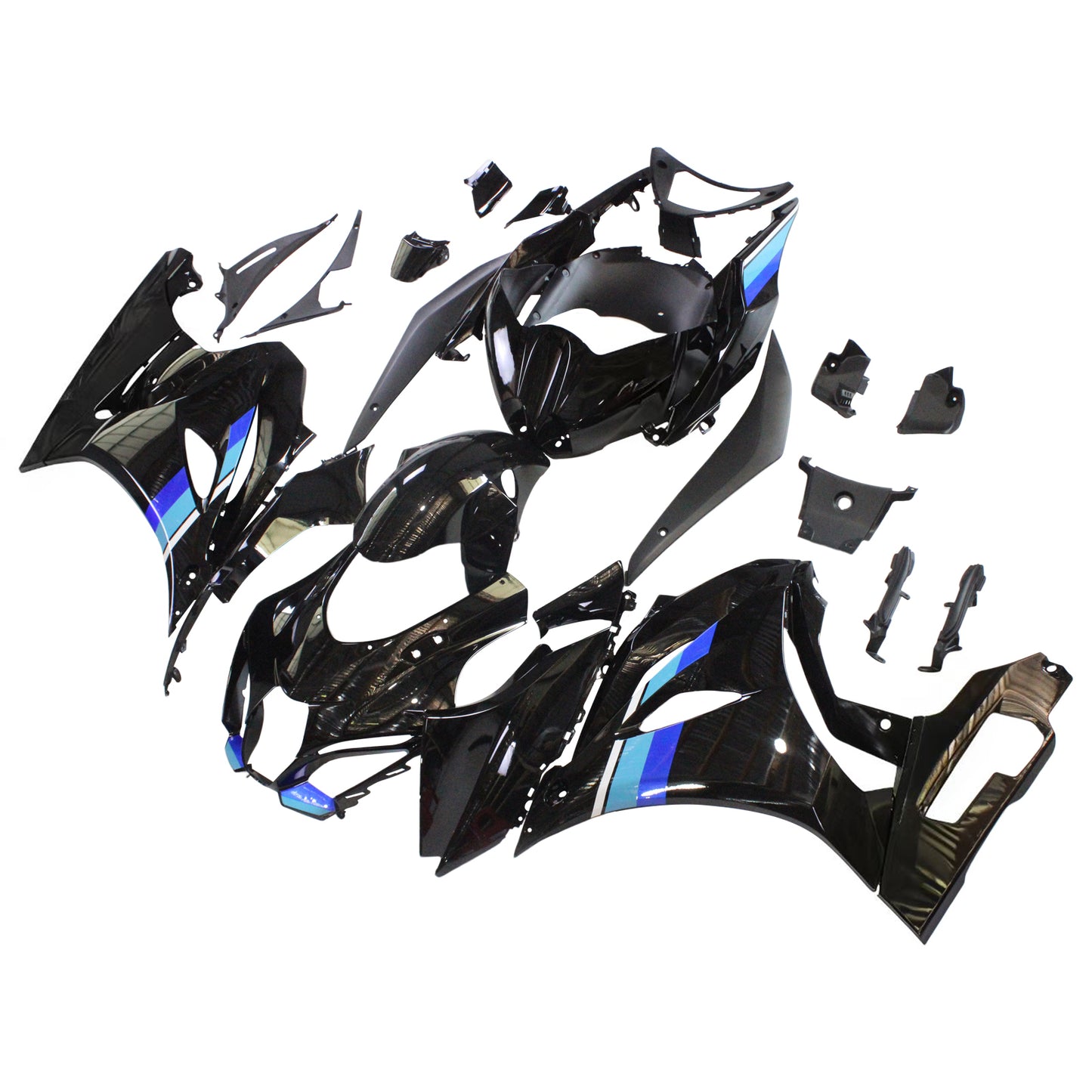 Amotopart Suzuki GSXR1000 2017-2020 K17 Black lucido con kit di spostamento del logo blu