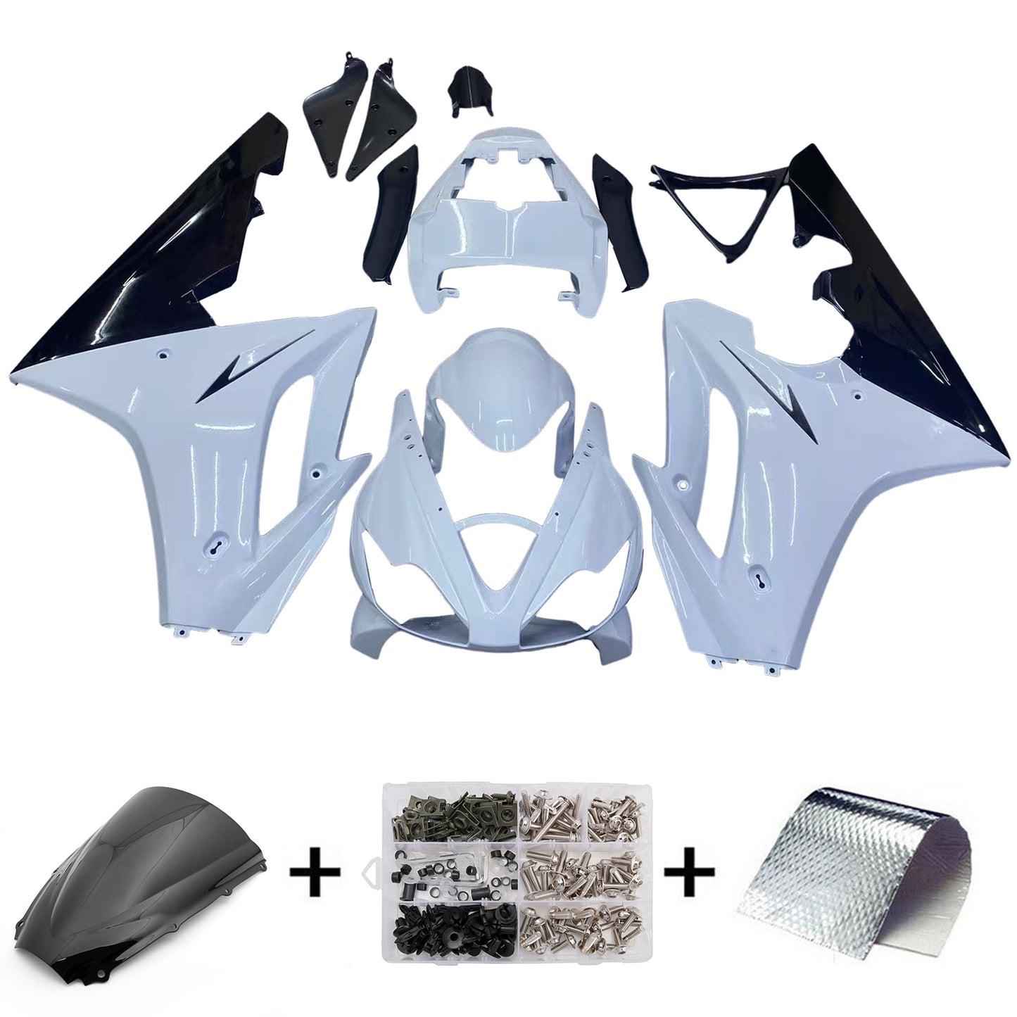 Fit For Triumph Daytona 675 2006-2008 Bianco Nero Carrozzeria Carenatura ABS Stampaggio Ad Iniezione 6 # Generico