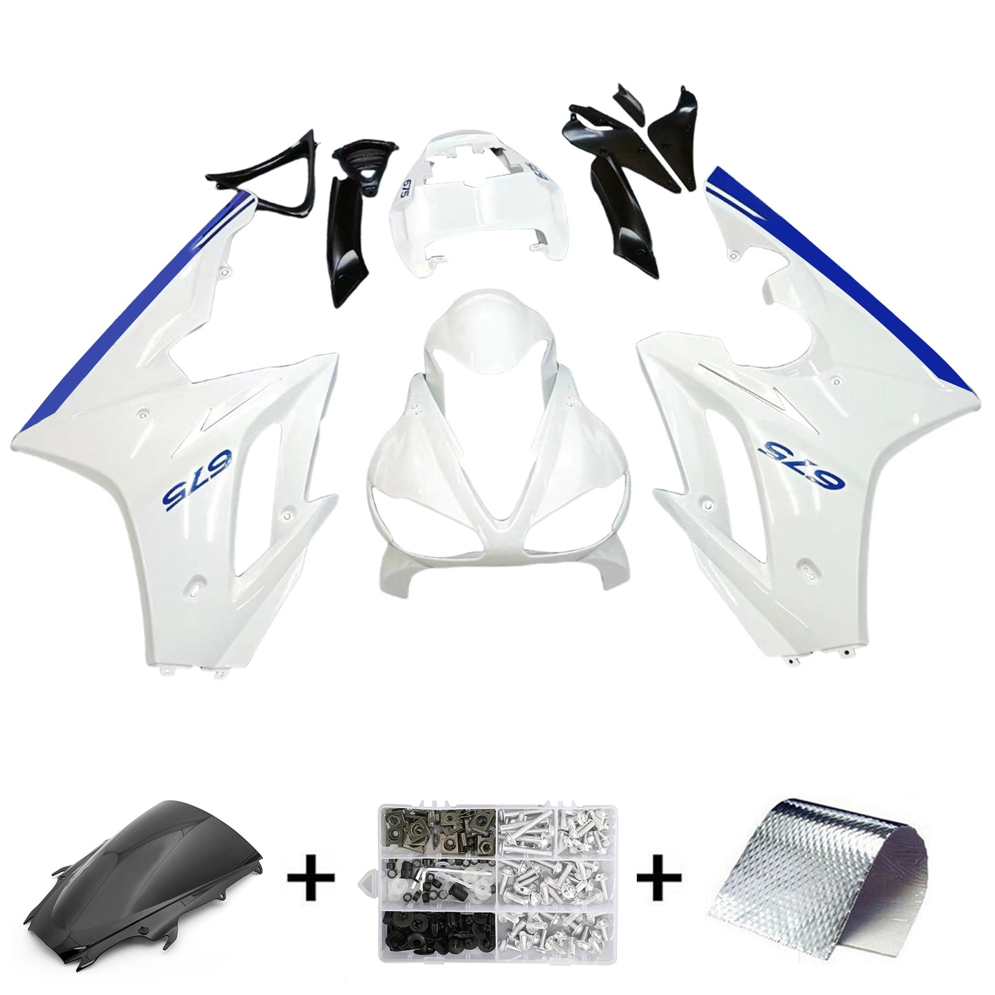 Carene 2009-2012 Triumph Daytona 675 Bianco Blu Daytona Racing Generico