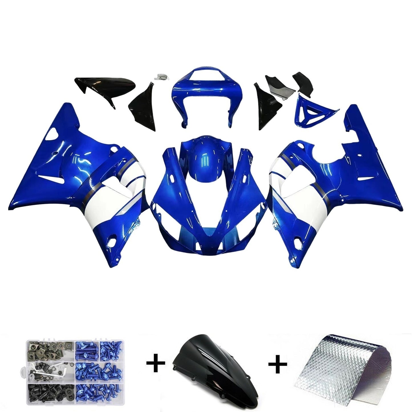 Amotopart Frakings Yamaha YZF R1 2000-2001 Kit di travestimento blu di casting blu
