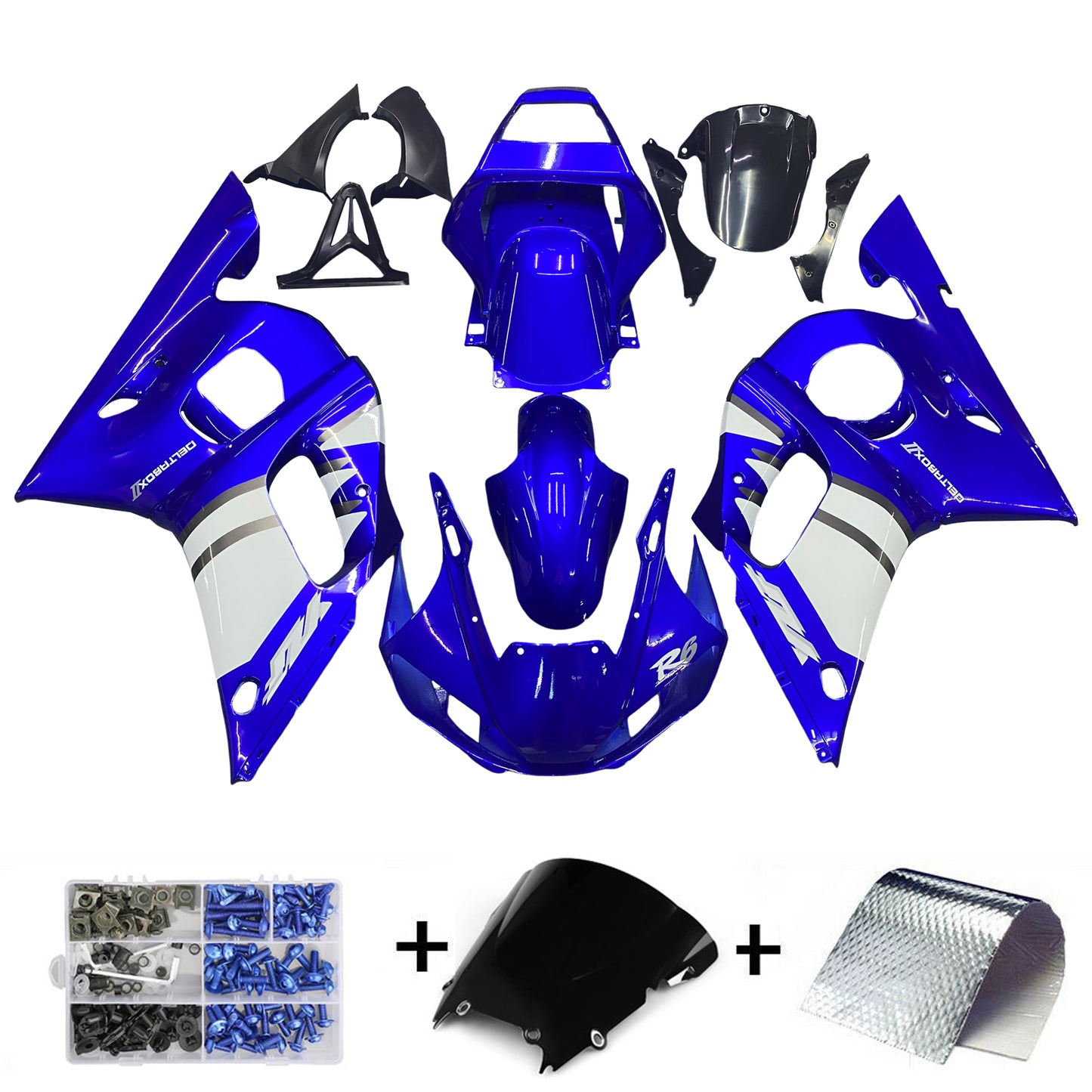Amotopart 1998-2002 Yamaha YZF R6 Cladding Blue White Prelievo kit