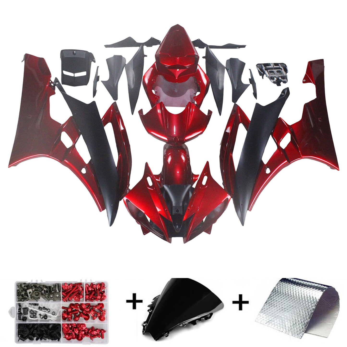 Amotopart 2006-2007 Yamaha YZF R6 Partenza kit di rivestimento nero rosso