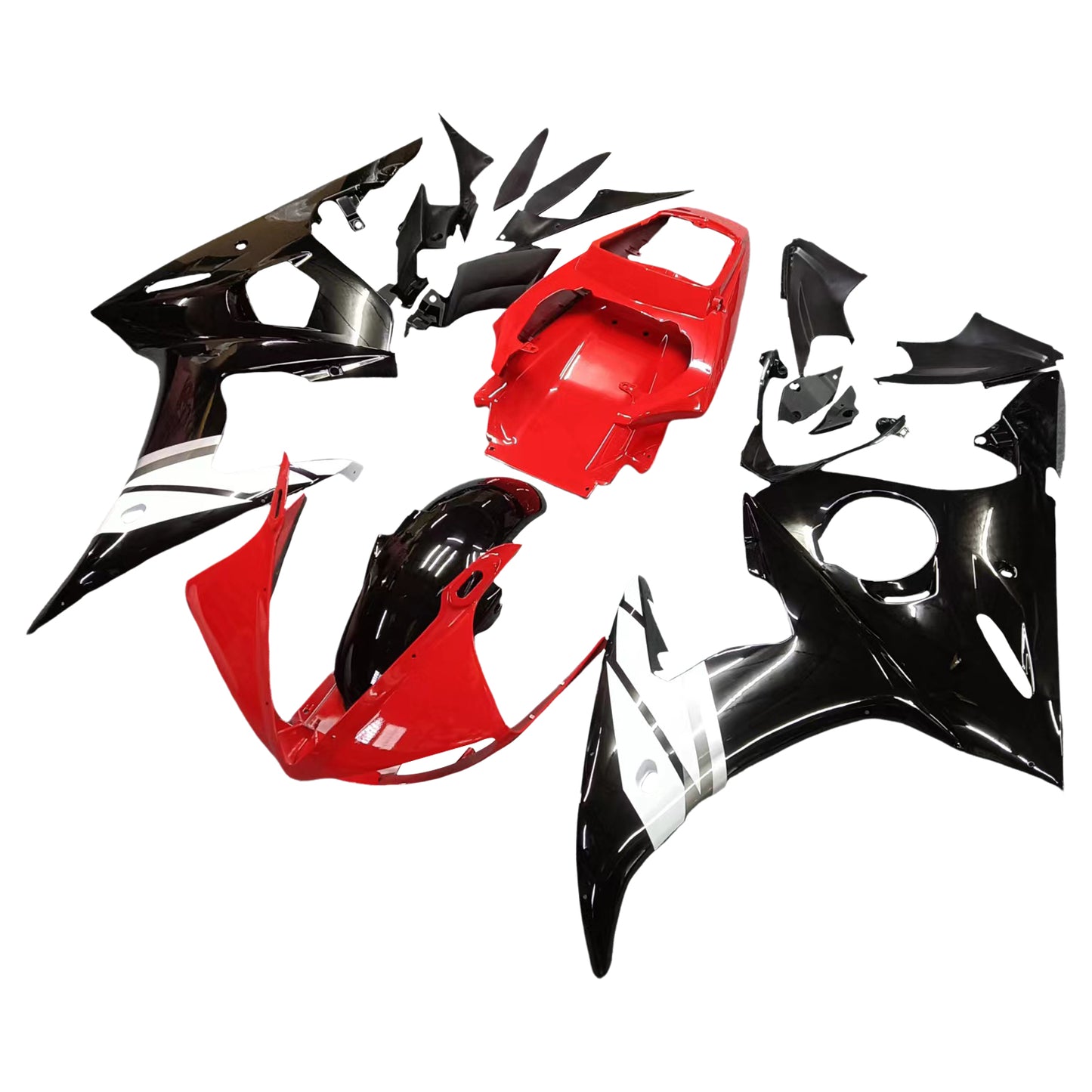 Kit carenatura iniezione plastica adatto per YAMAHA 2003 2004 YZF R6 rosso bianco generico