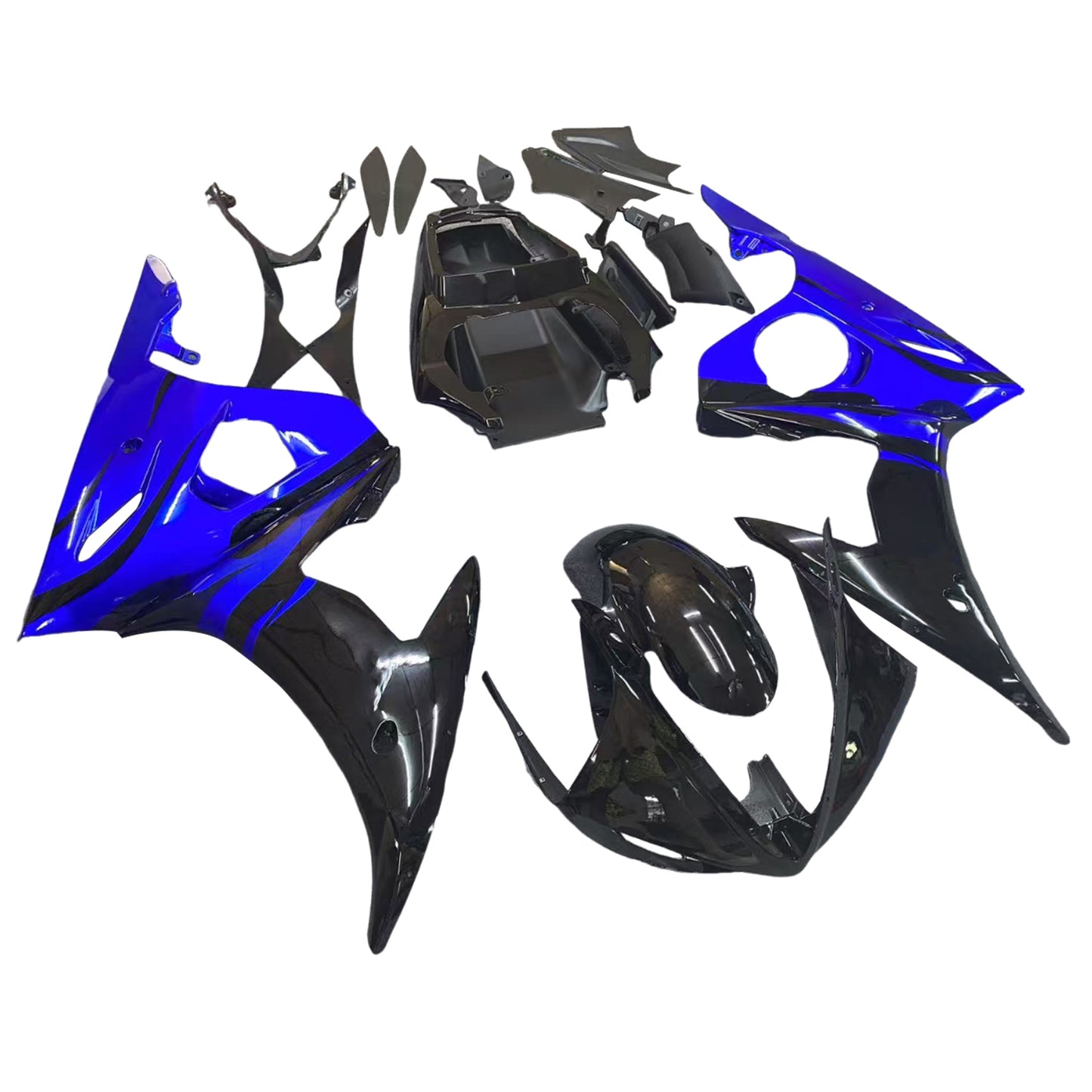 Amotopart 2005 Yamaha YZF R6 Cladding Blue Black Kit