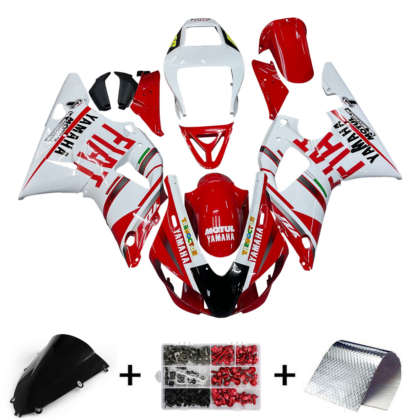 Carene 1998-1999 Yamaha YZF-R1 Rosso Bianco No.46 FIAT R1 Generico