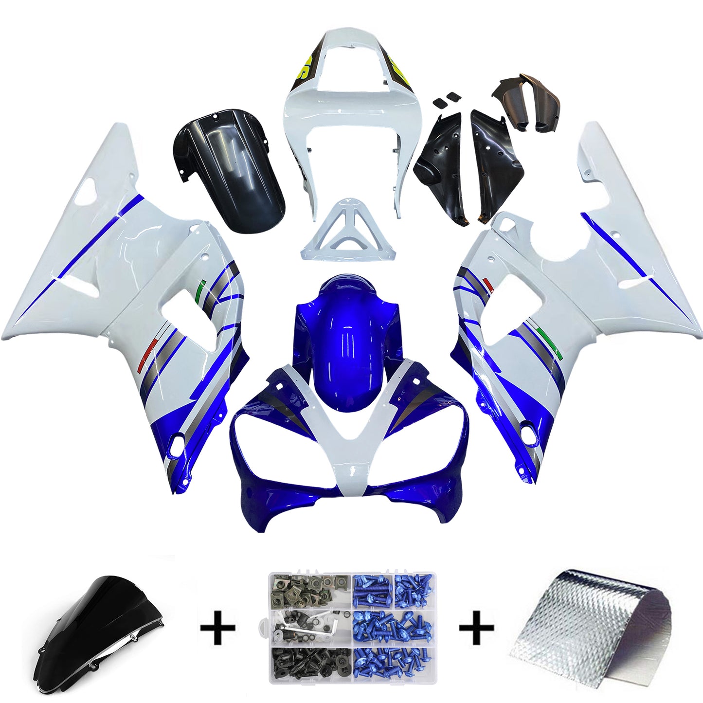 Carene 2000-2001 Yamaha YZF-R1 Blu Bianco No.46 FIAT Racing Generico