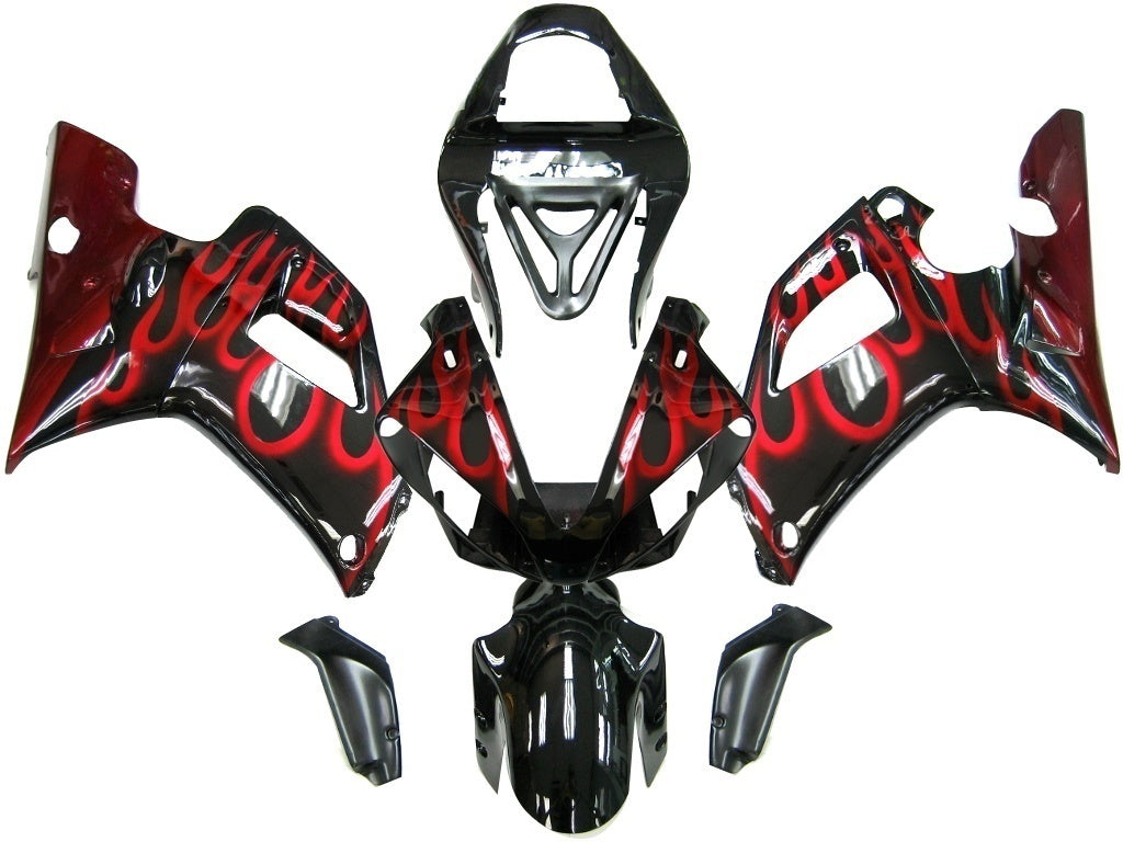 Carene 2000-2001 Yamaha YZF-R1 Black &amp; Red Flame R1 Generico