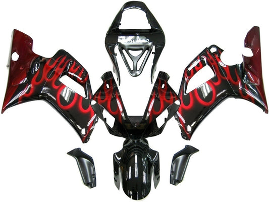 Carene 2000-2001 Yamaha YZF-R1 Black &amp; Red Flame R1 Generico