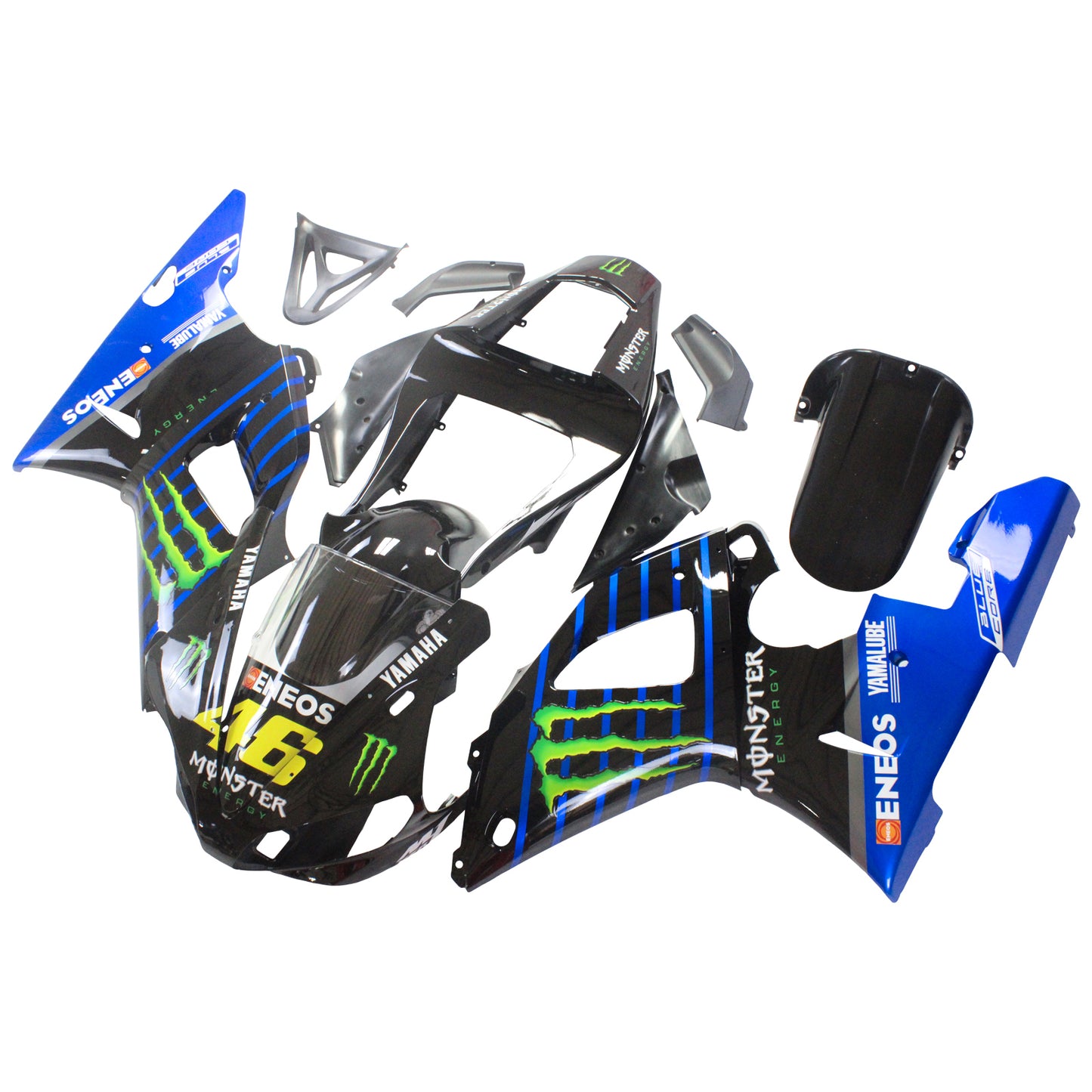 Amotopart Yamaha 2000-2001 YZF 1000 R1 Kit di carenatura nera blu