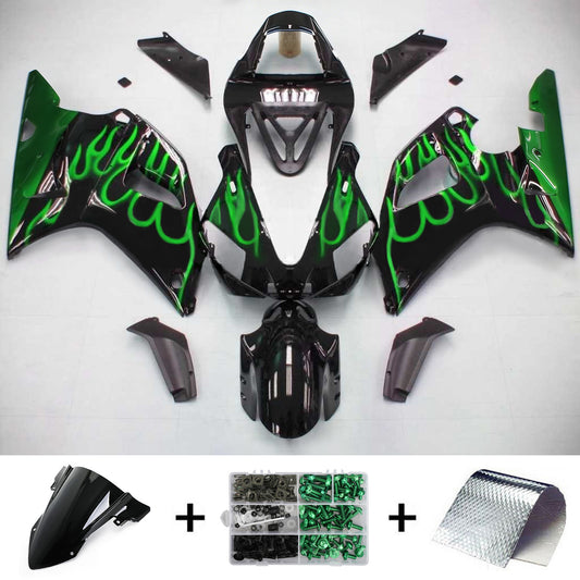 Amotopart Yamaha 2000-2001 YZF 1000 R1 Green Line con kit di travestimento nero