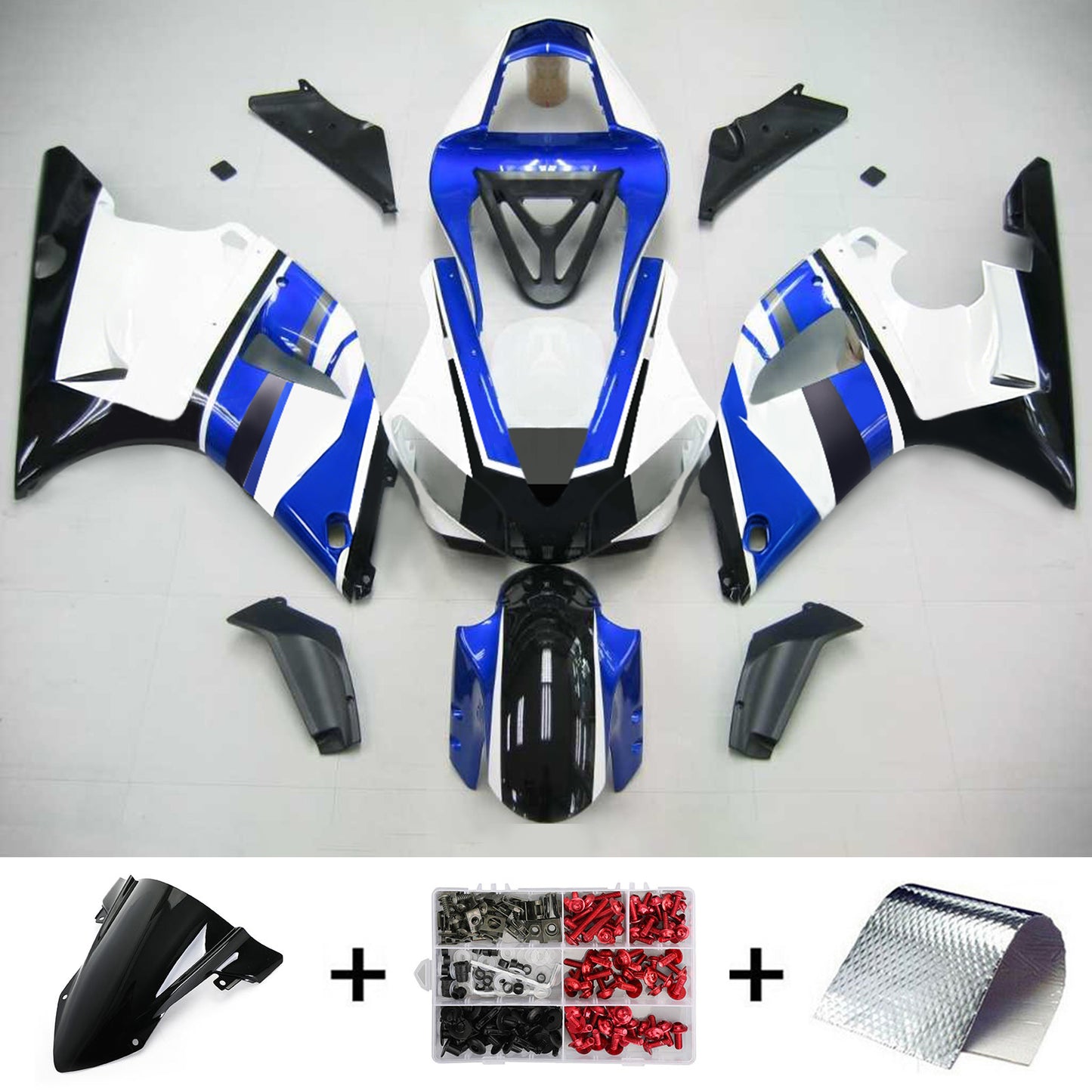 Amotopart 2000-2001 Yamaha YZF 1000 R1 Kit di carenatura blu e bianca