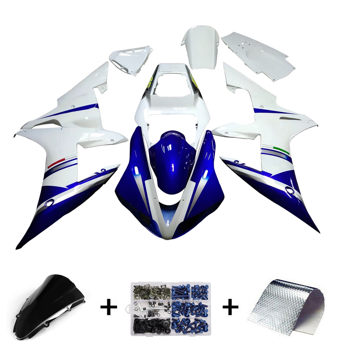 Carene 2002-2003 Yamaha YZF-R1 Bianco Blu No.46 FIAT Racing Generico