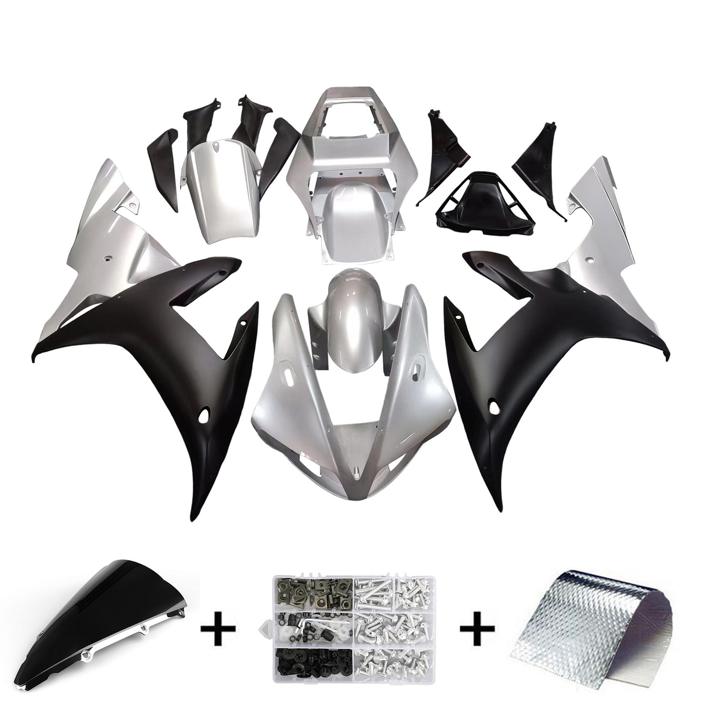 Carene 2002-2003 Yamaha YZF-R1 Argento Nero R1 Generico