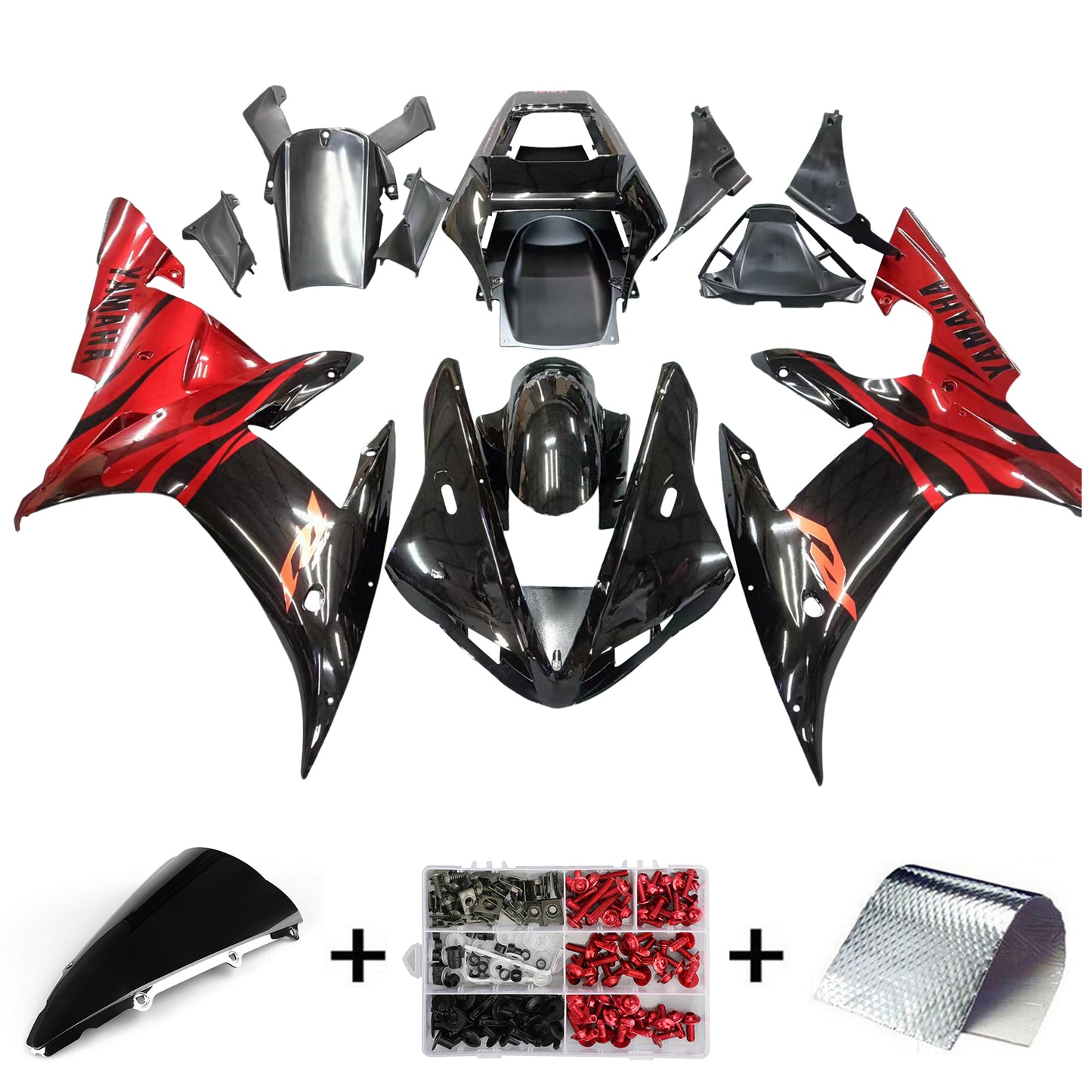 Carene 2002-2003 Yamaha YZF-R1 Nero Rosso Tribal R1 Generico