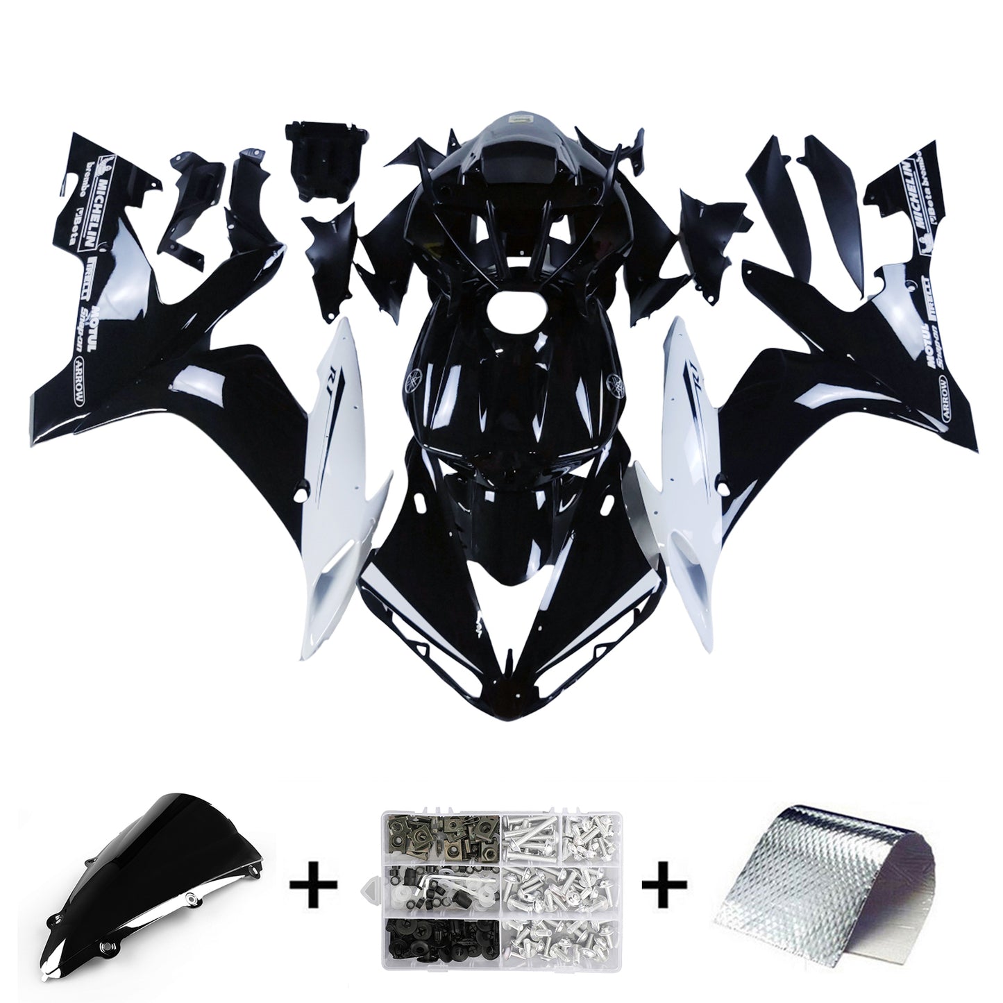 Carene 2004-2006 Yamaha YZF-R1 Nero Bianco R1 Generico