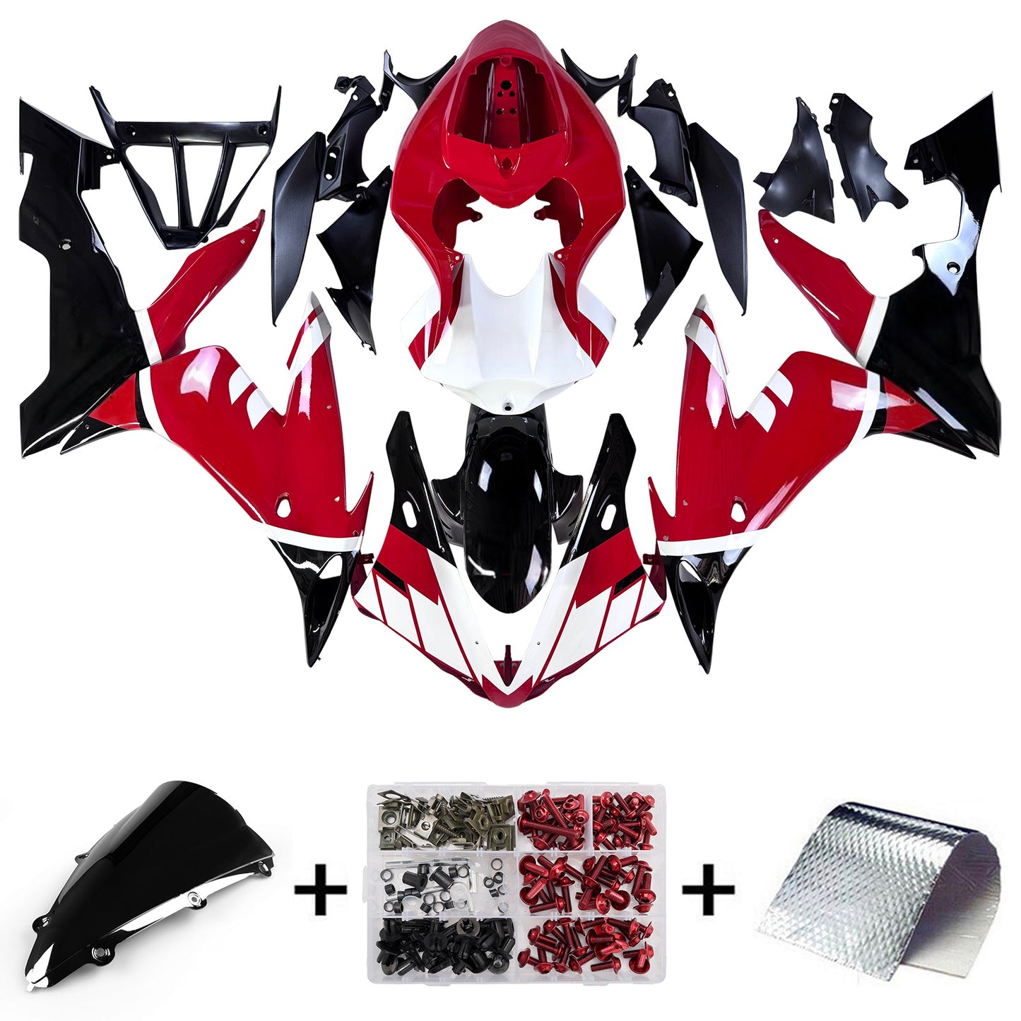 Carene 2004-2006 Yamaha YZF-R1 Rosso Nero Santander Racing Generico