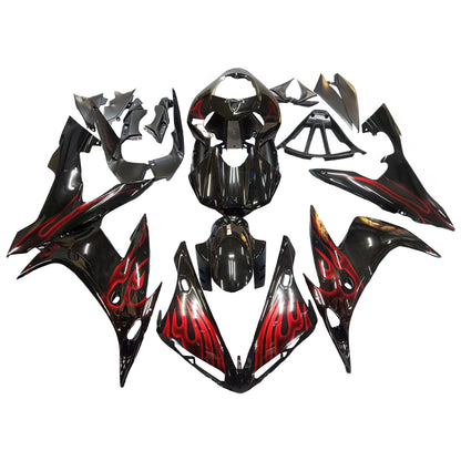 Carene 2004-2006 Yamaha YZF-R1 Black &amp; Red Flame R1 Racing Generico
