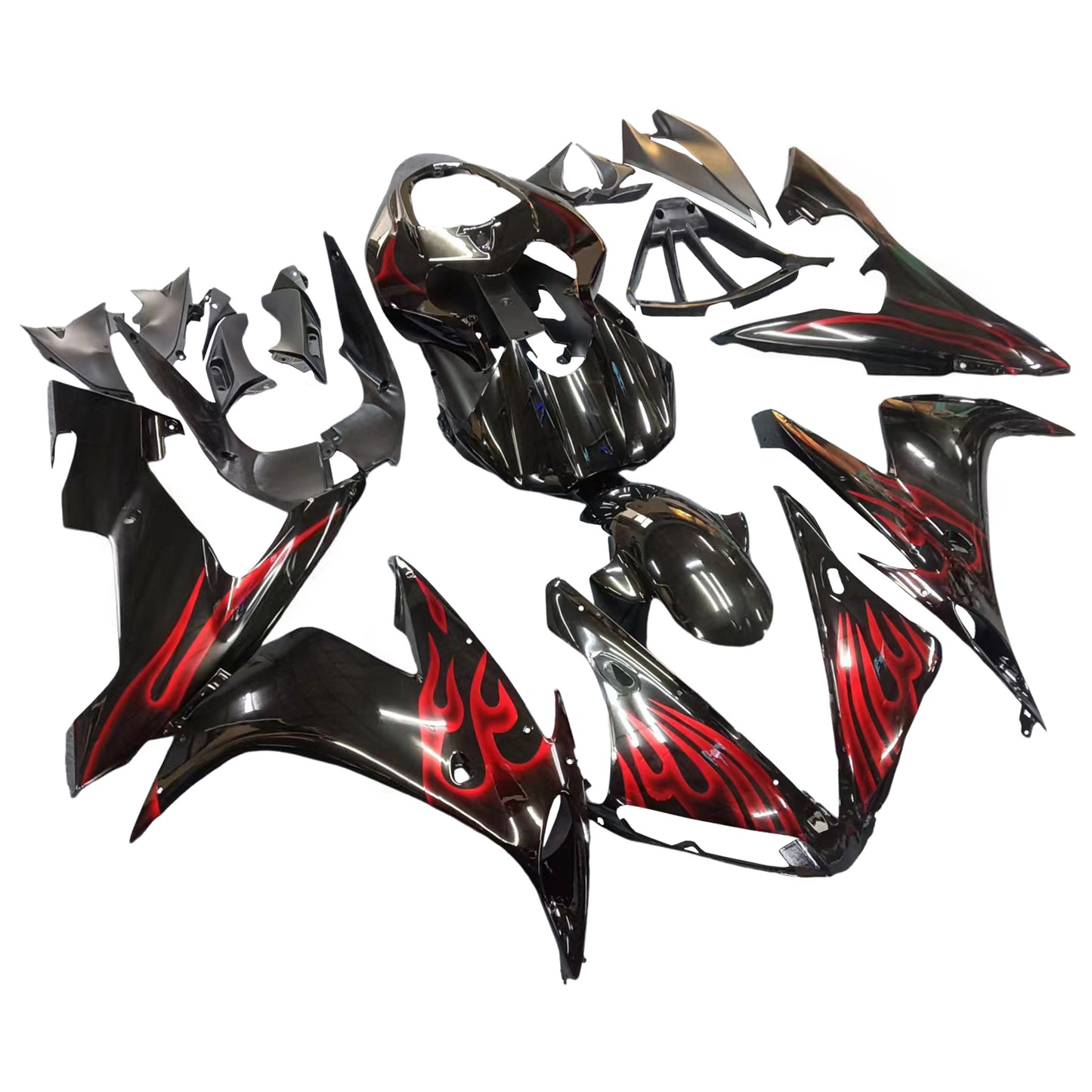 Carene 2004-2006 Yamaha YZF-R1 Black &amp; Red Flame R1 Generico