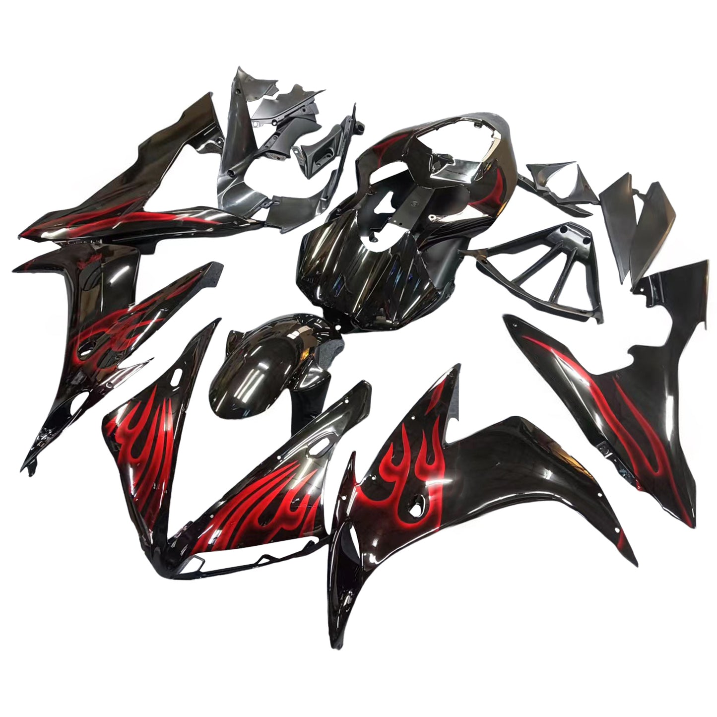Carene 2004-2006 Yamaha YZF-R1 Black &amp; Red Flame R1 Racing Generico