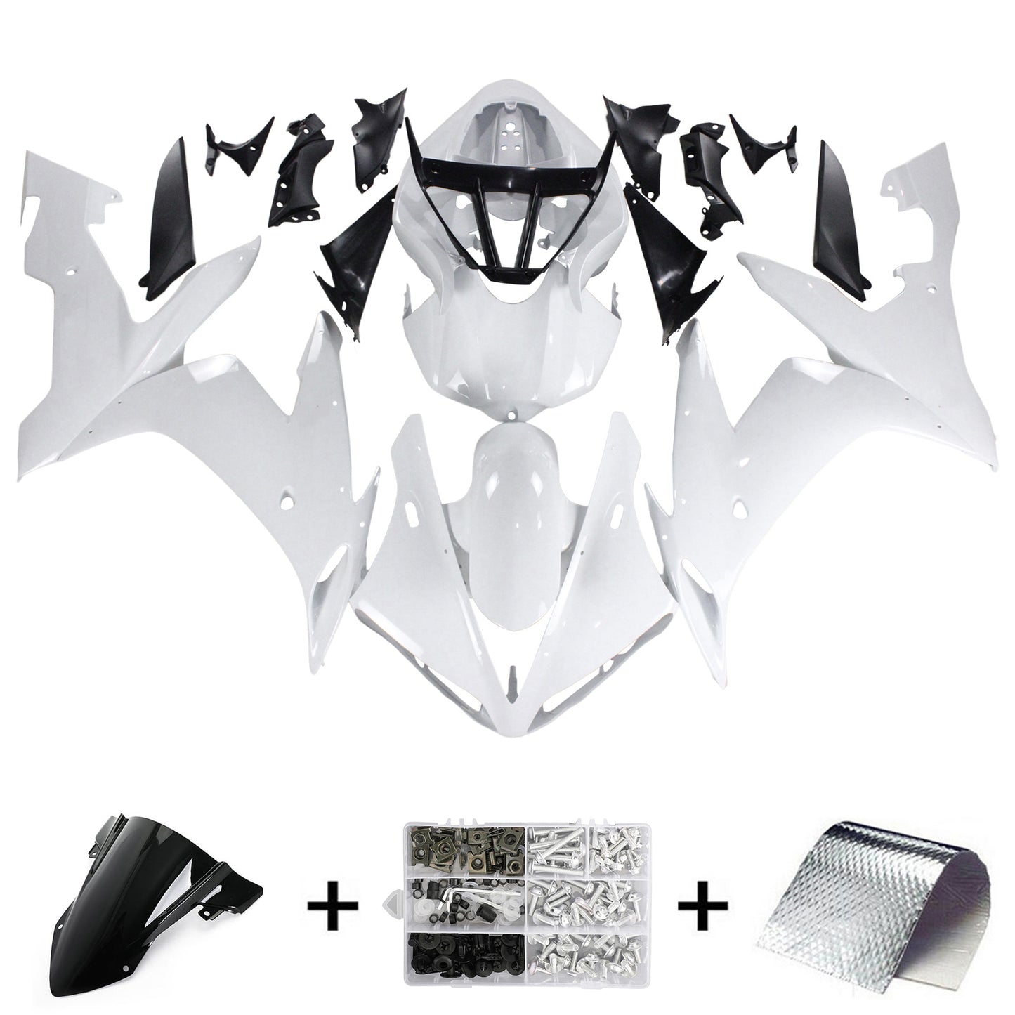 Amotopart Yamaha 2004-2006 YZF 1000 R1 Kit di spostamento logos dorato bianco