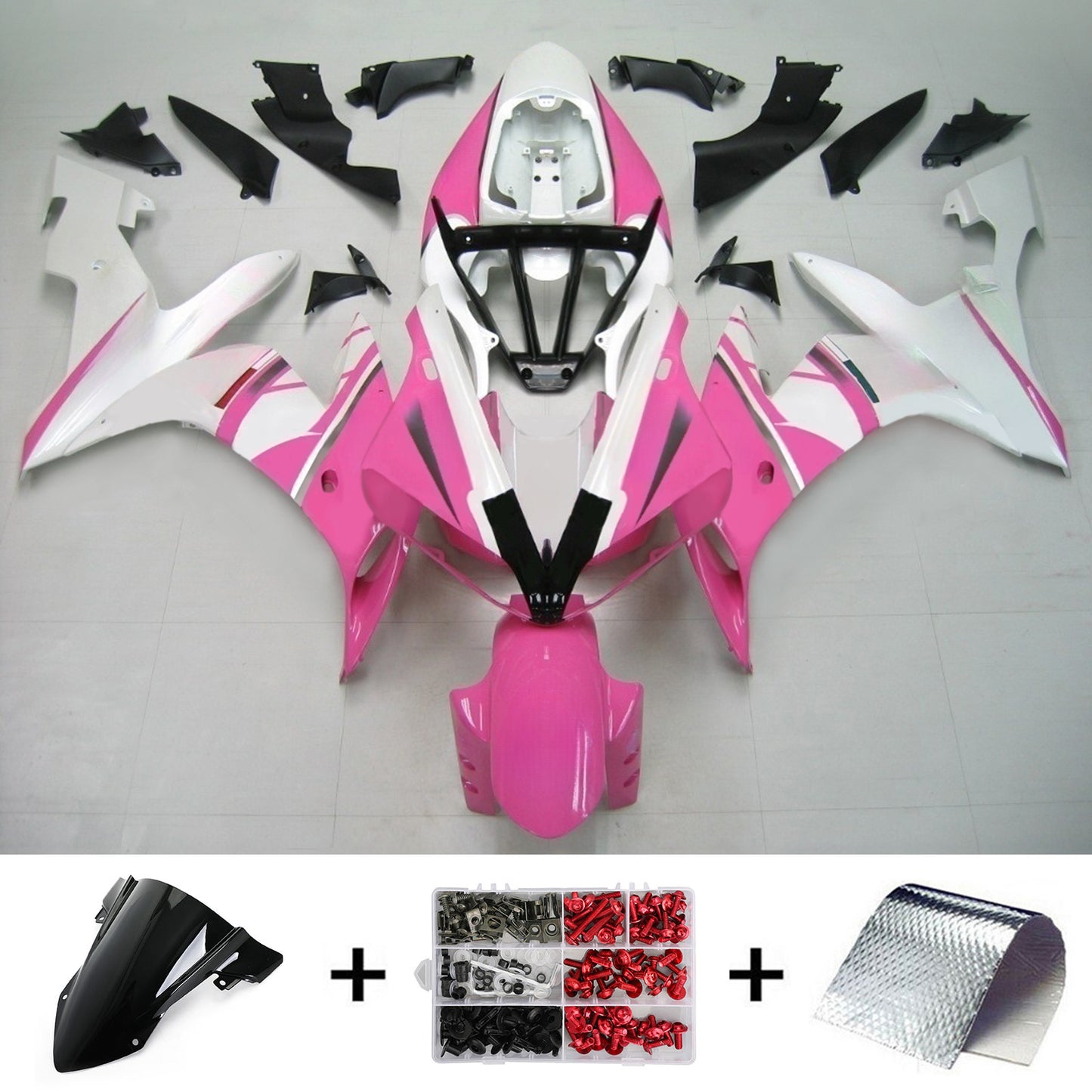 Amotopart 2004-2006 Yamaha YZF 1000 R1 Kit di carenatura bianca rosa