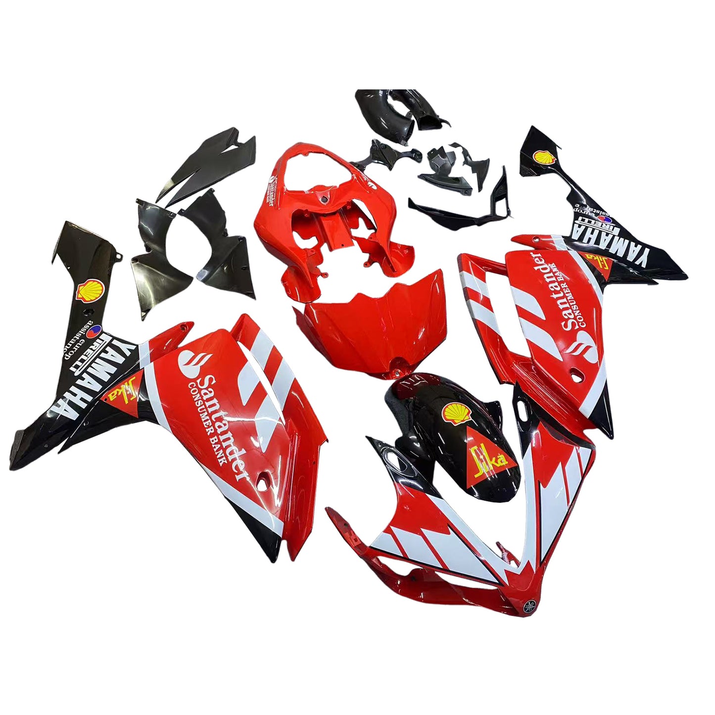 Carene 2007-2008 Yamaha YZF-R1 Rosso Nero Santander Bank Racing Generico