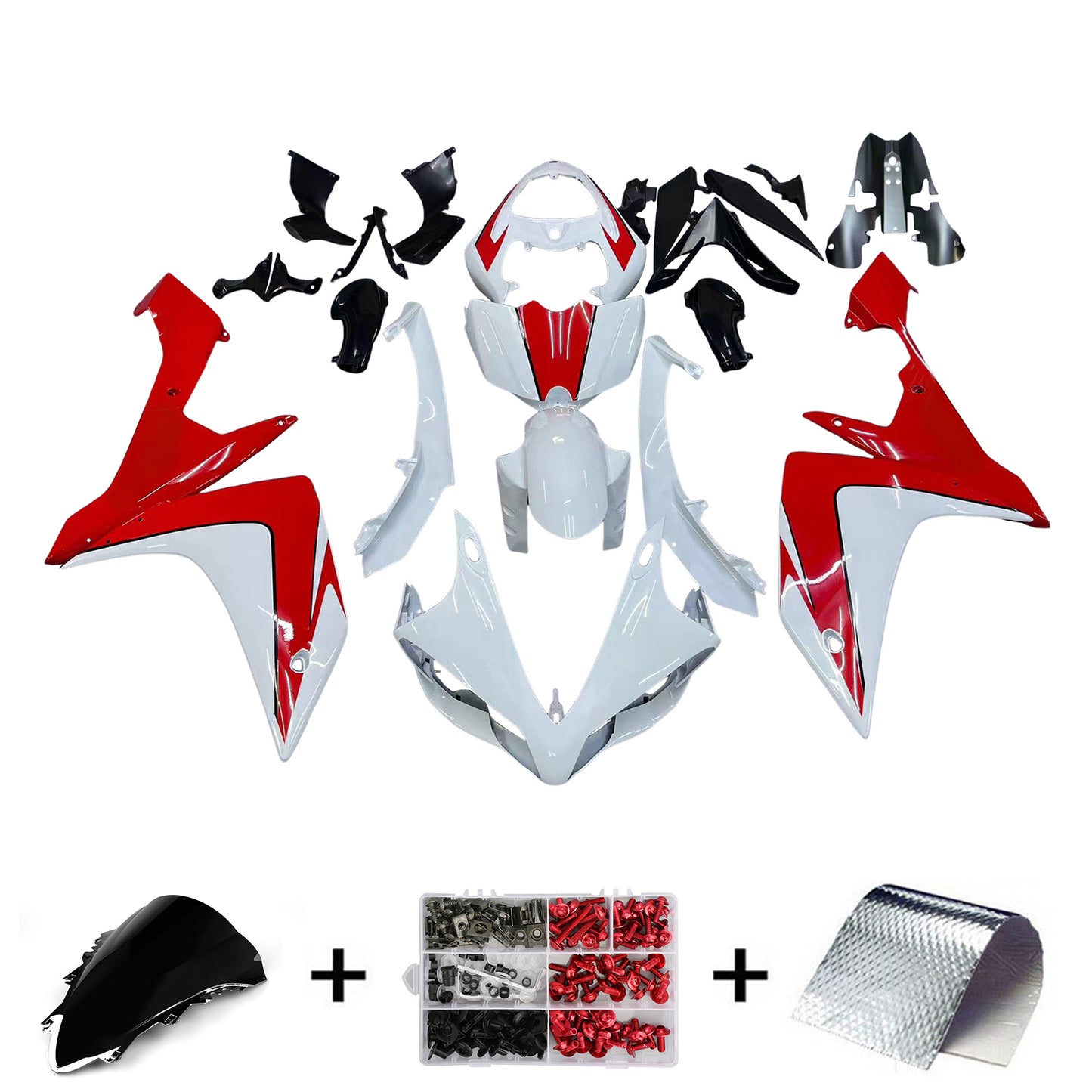 Carene 2007-2008 Yamaha YZF-R1 Bianco &amp; Rosso R1 Racing Generico